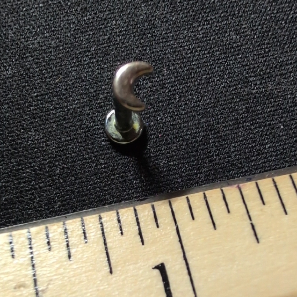 White Gold Crescent Moon Cartilage or Labret Stud